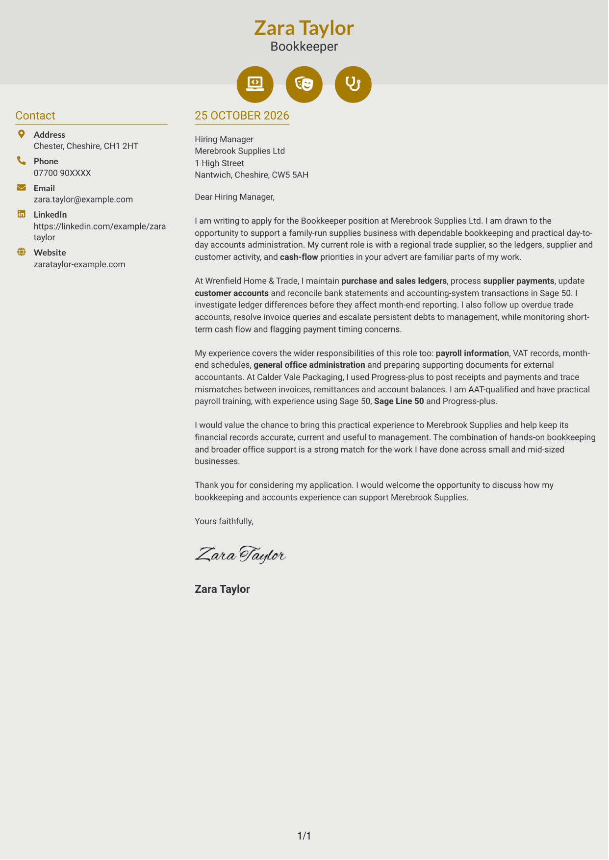 Cover letter example — page 1