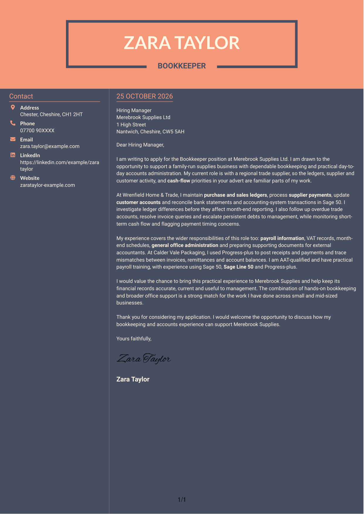 Cover letter example — page 1