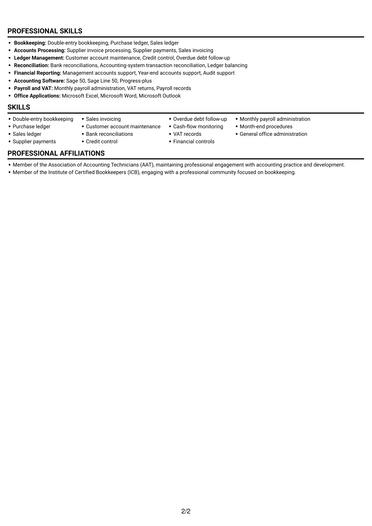 CV example — page 2