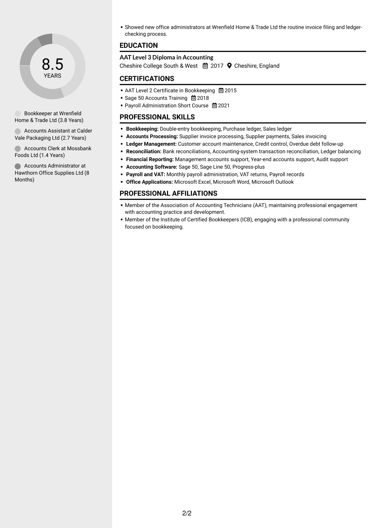 CV example — page 2