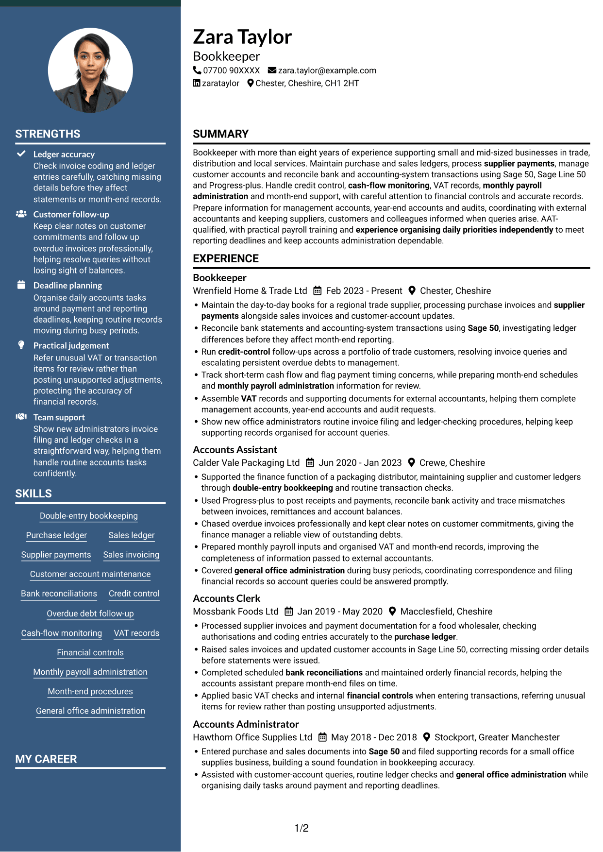 CV example — page 1