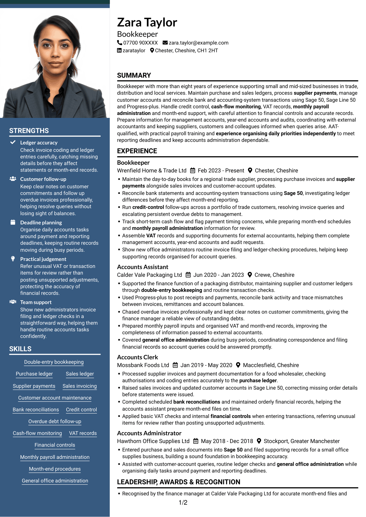 CV example — page 1