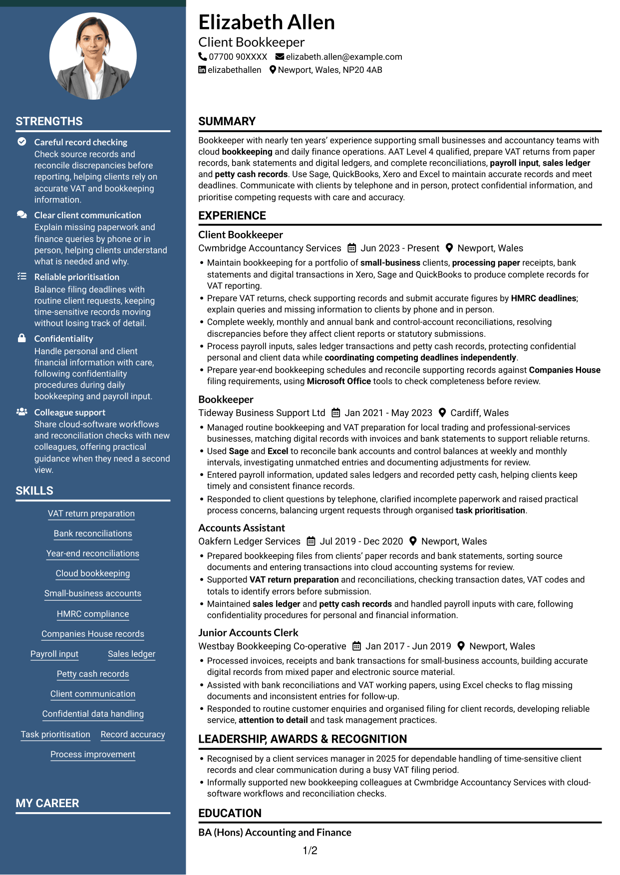 CV example — page 1