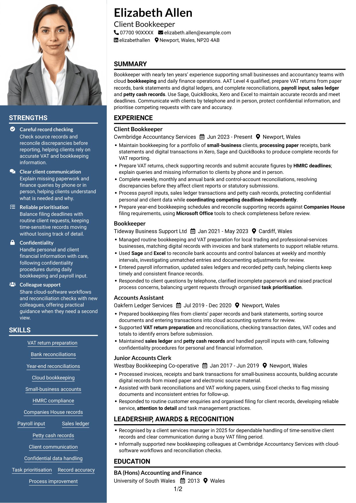 CV example — page 1