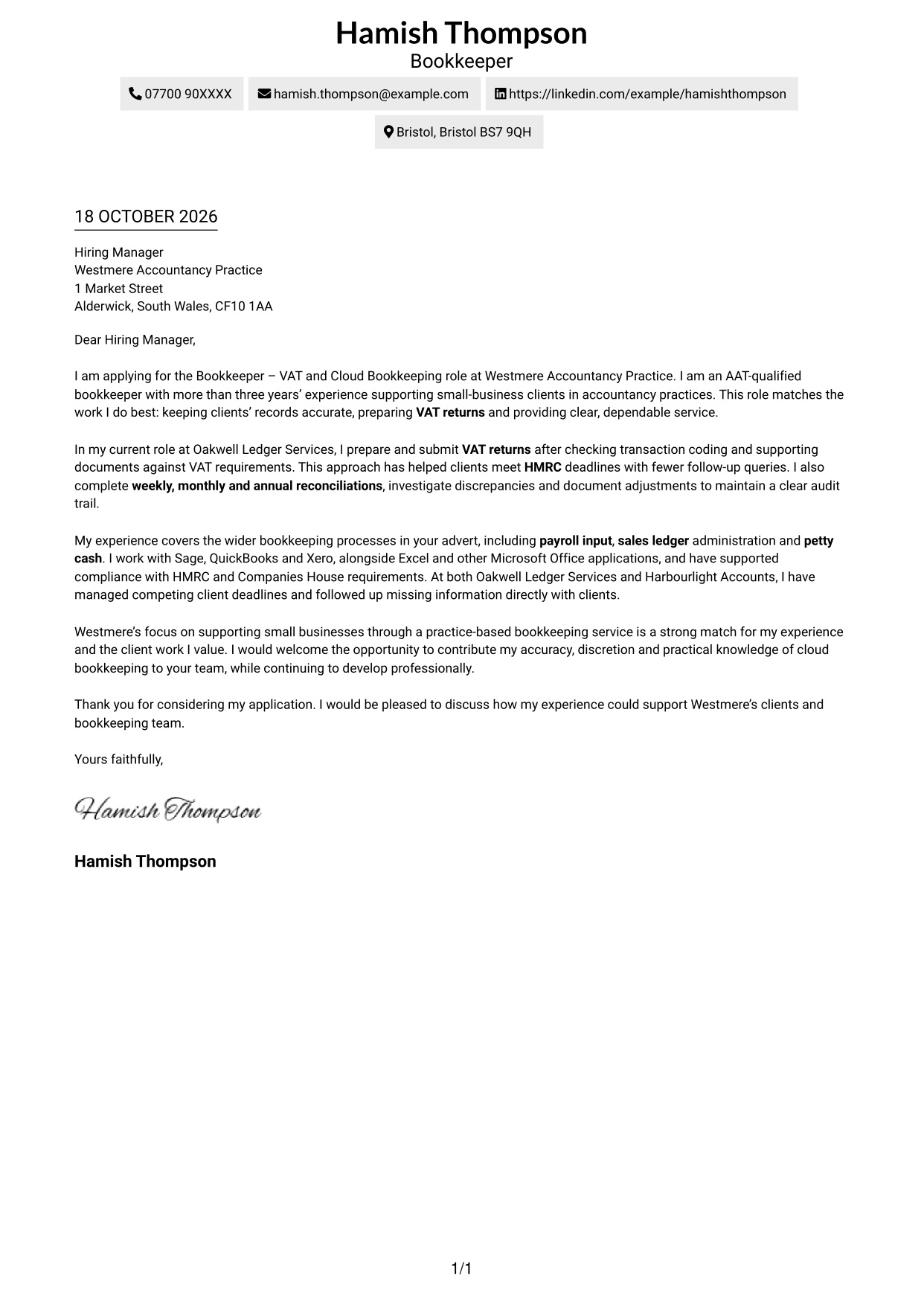 Cover letter example — page 1