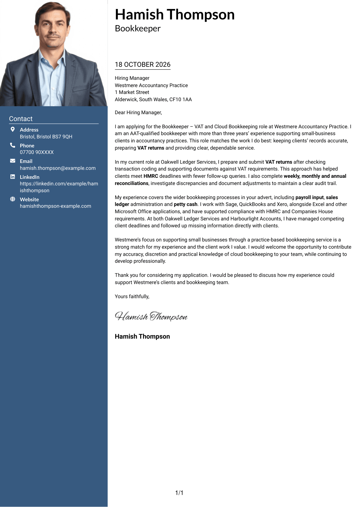 Cover letter example — page 1