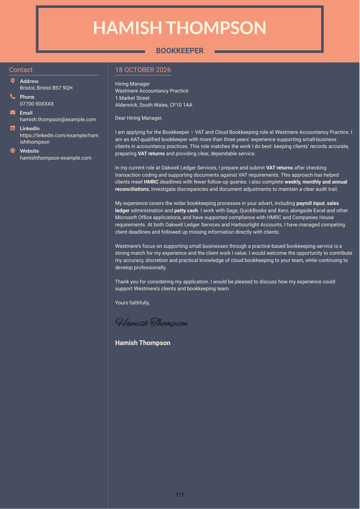 Cover letter example — page 1