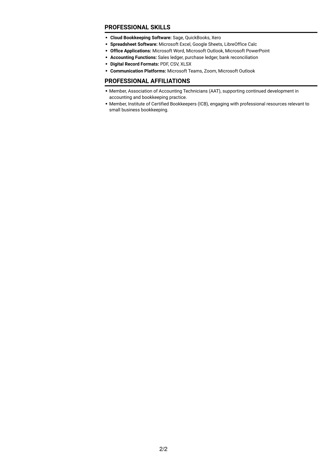 CV example — page 2