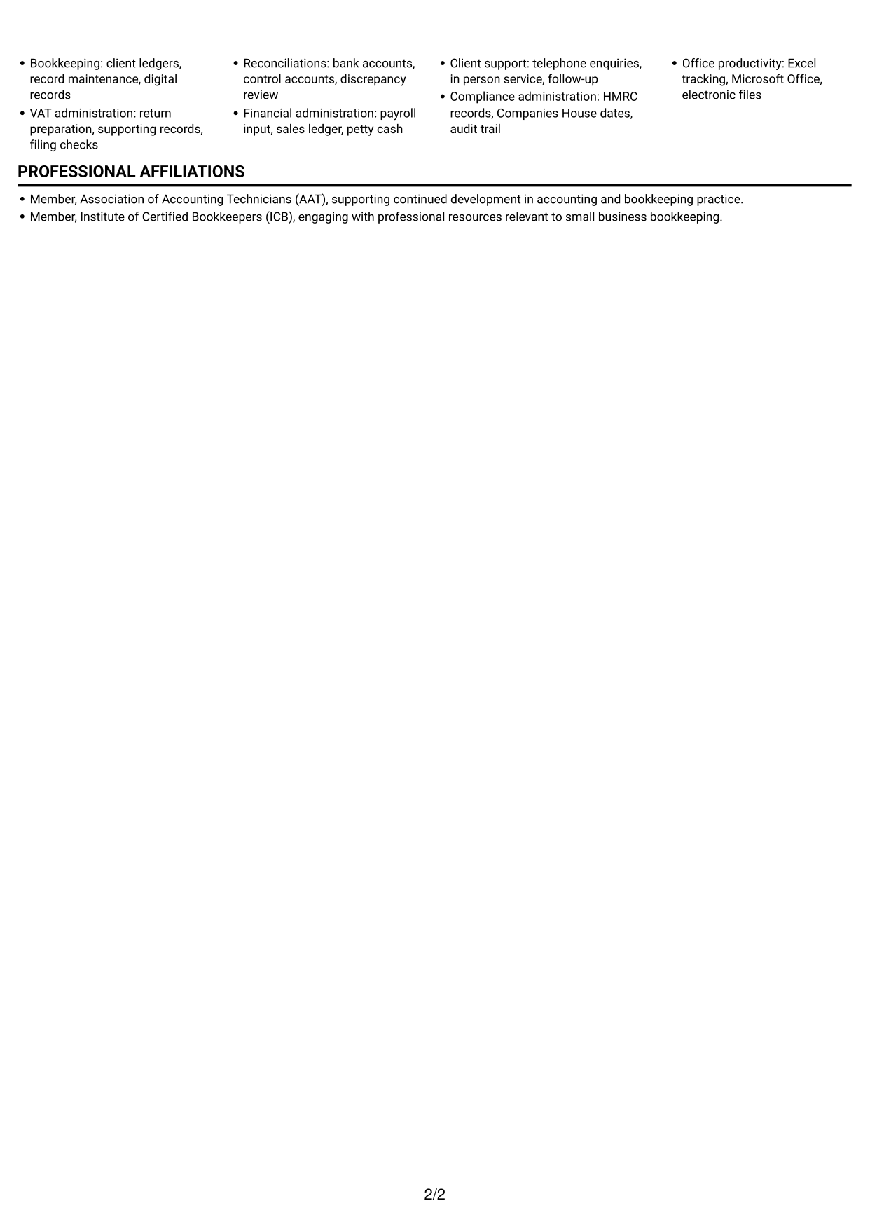 CV example — page 2