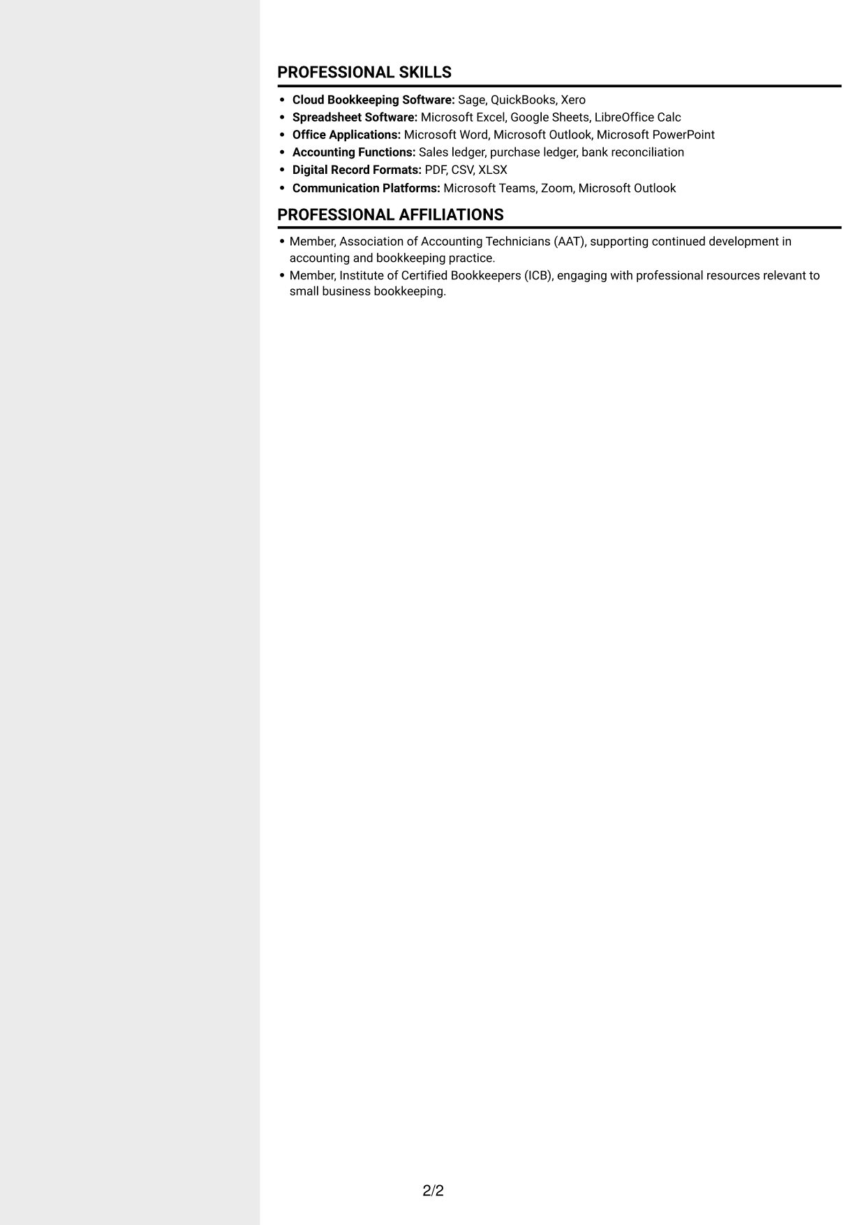 CV example — page 2