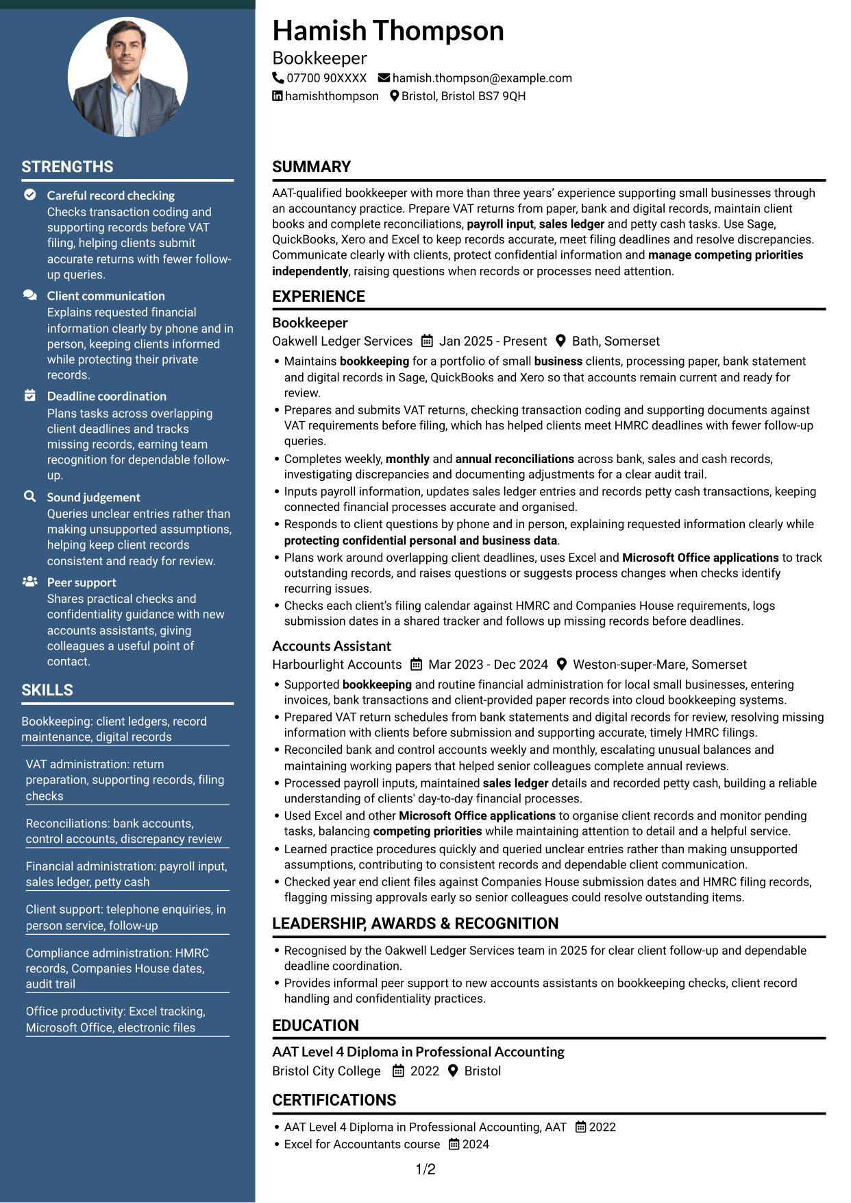 CV example — page 1