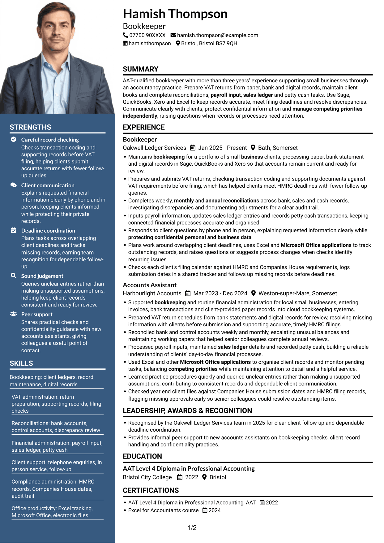 CV example — page 1