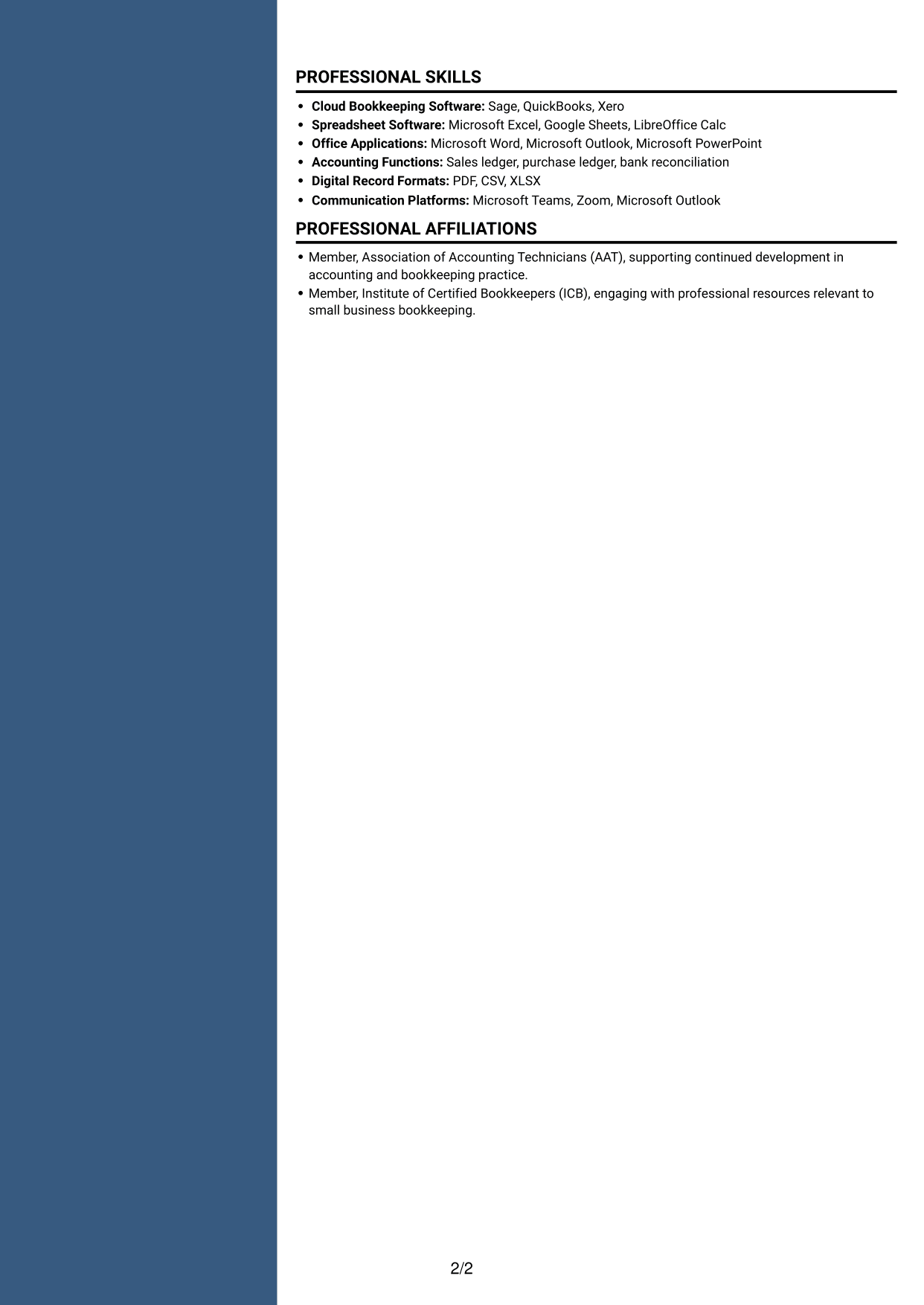 CV example — page 2