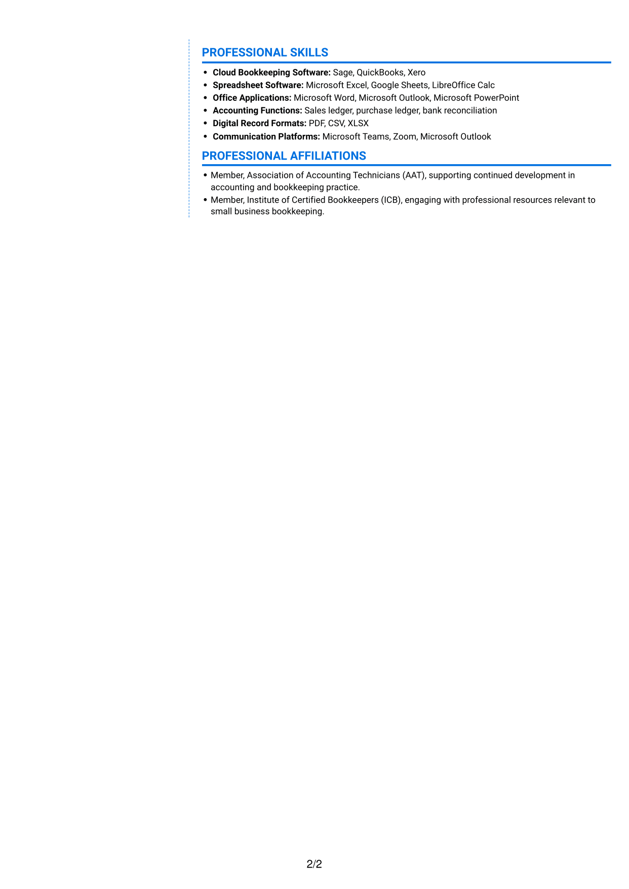 CV example — page 2