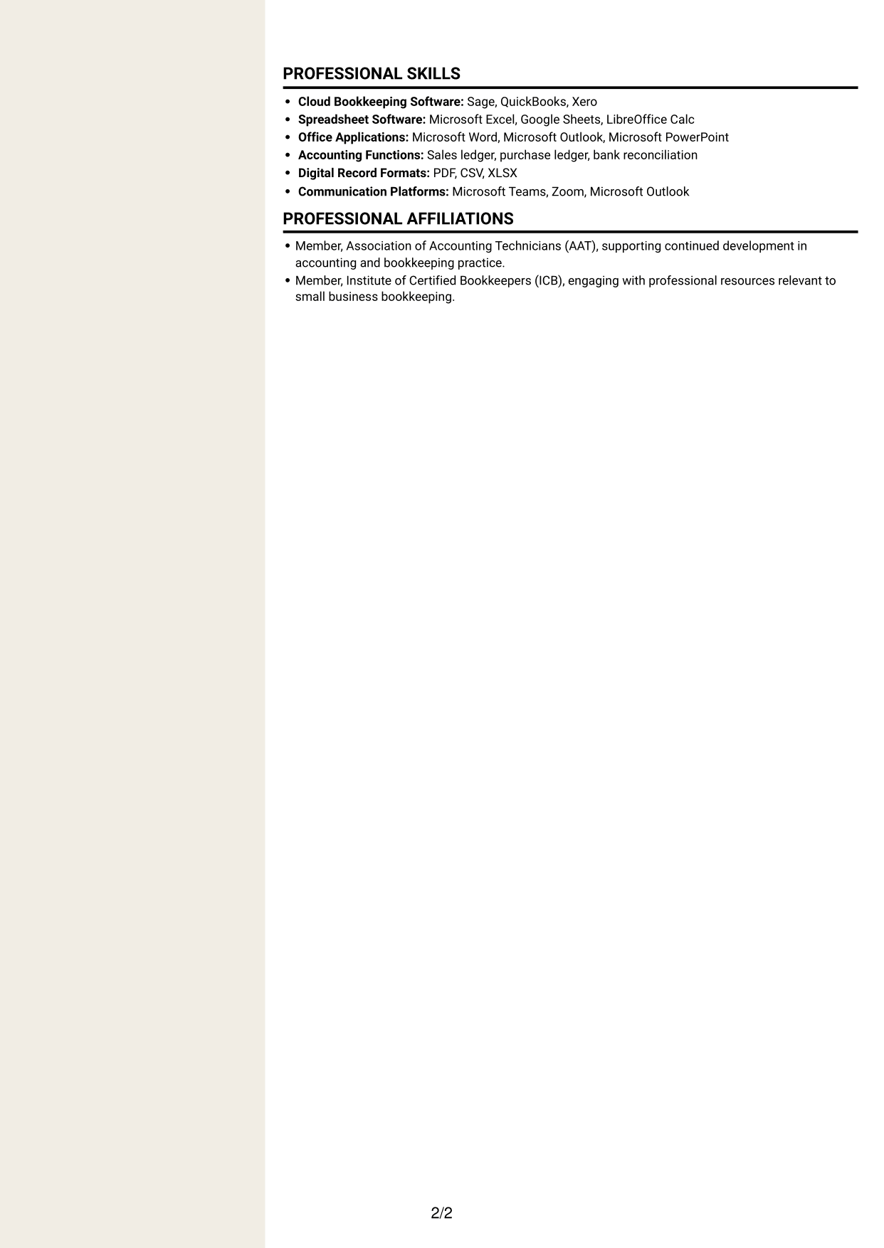 CV example — page 2
