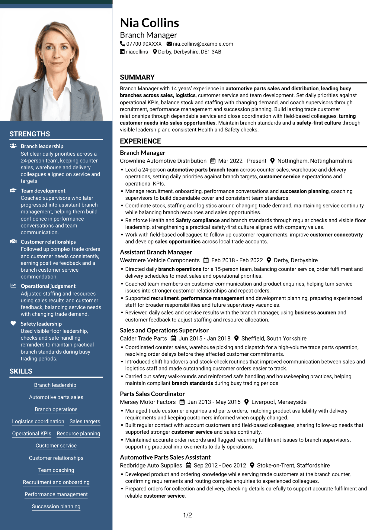 CV example — page 1