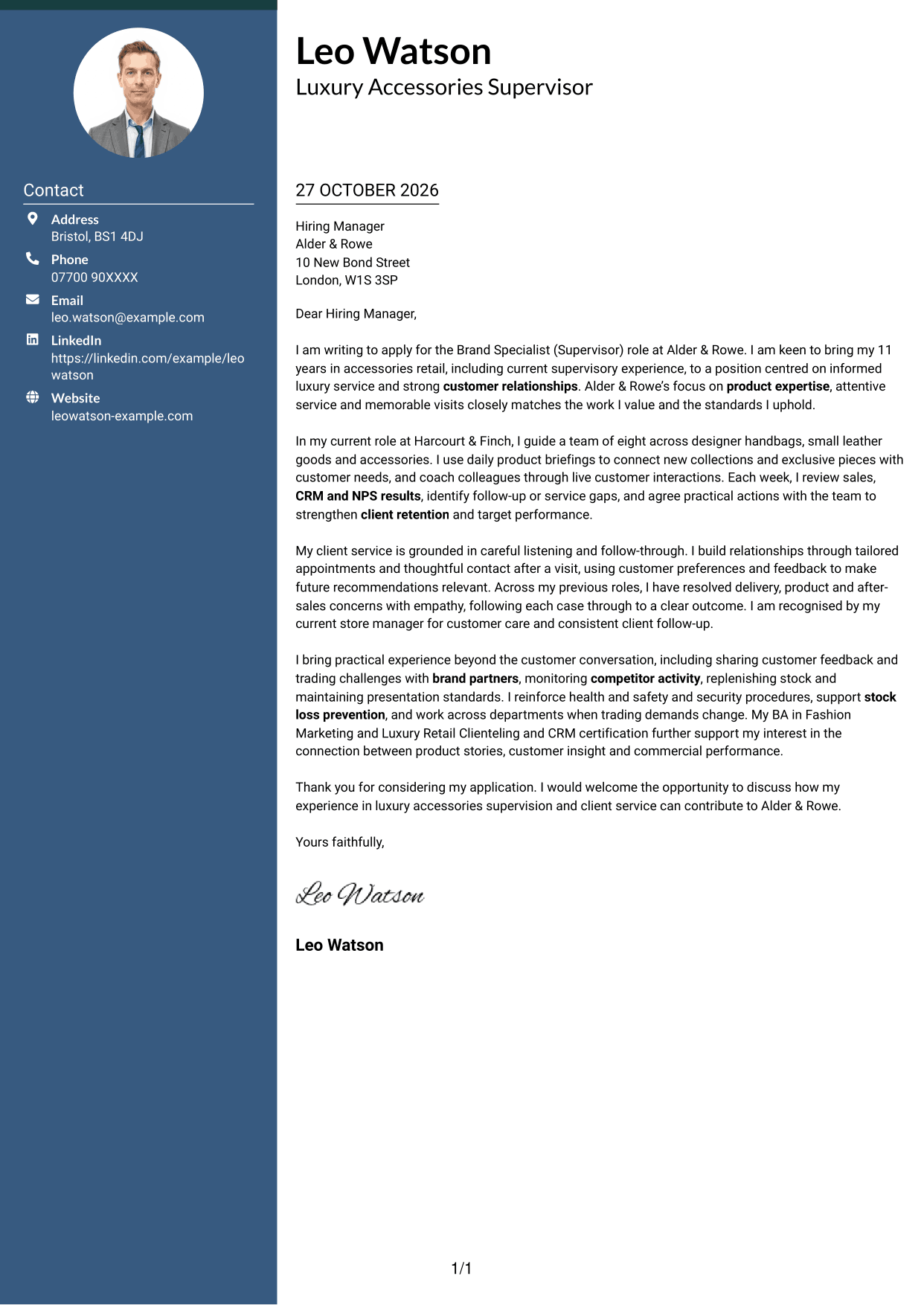 Cover letter example — page 1