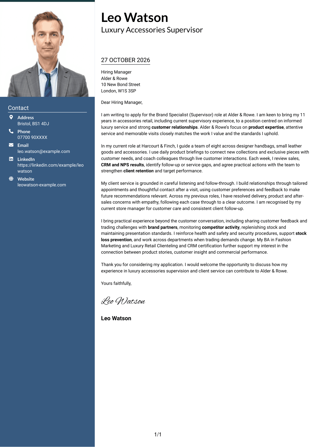 Cover letter example — page 1