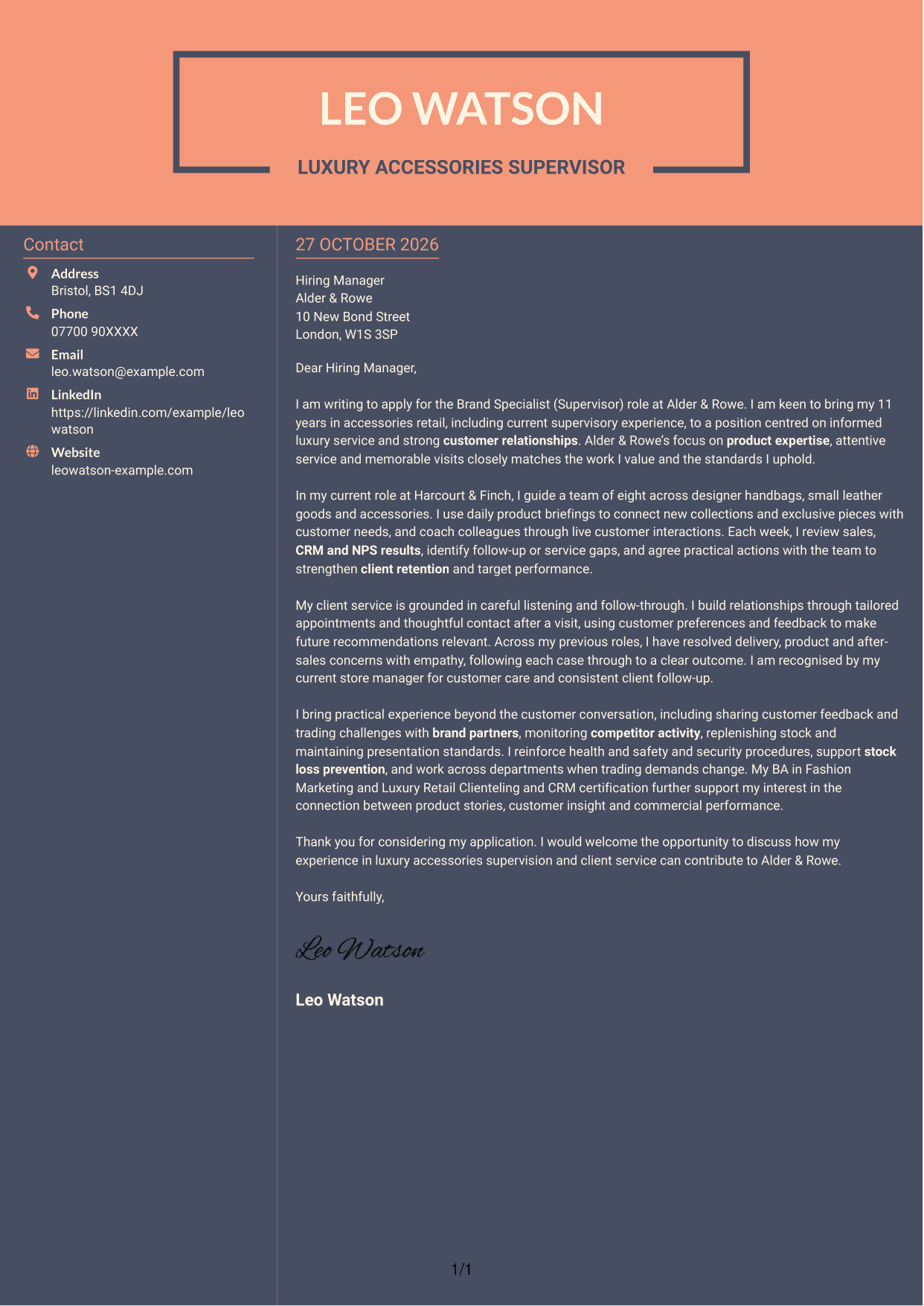 Cover letter example — page 1