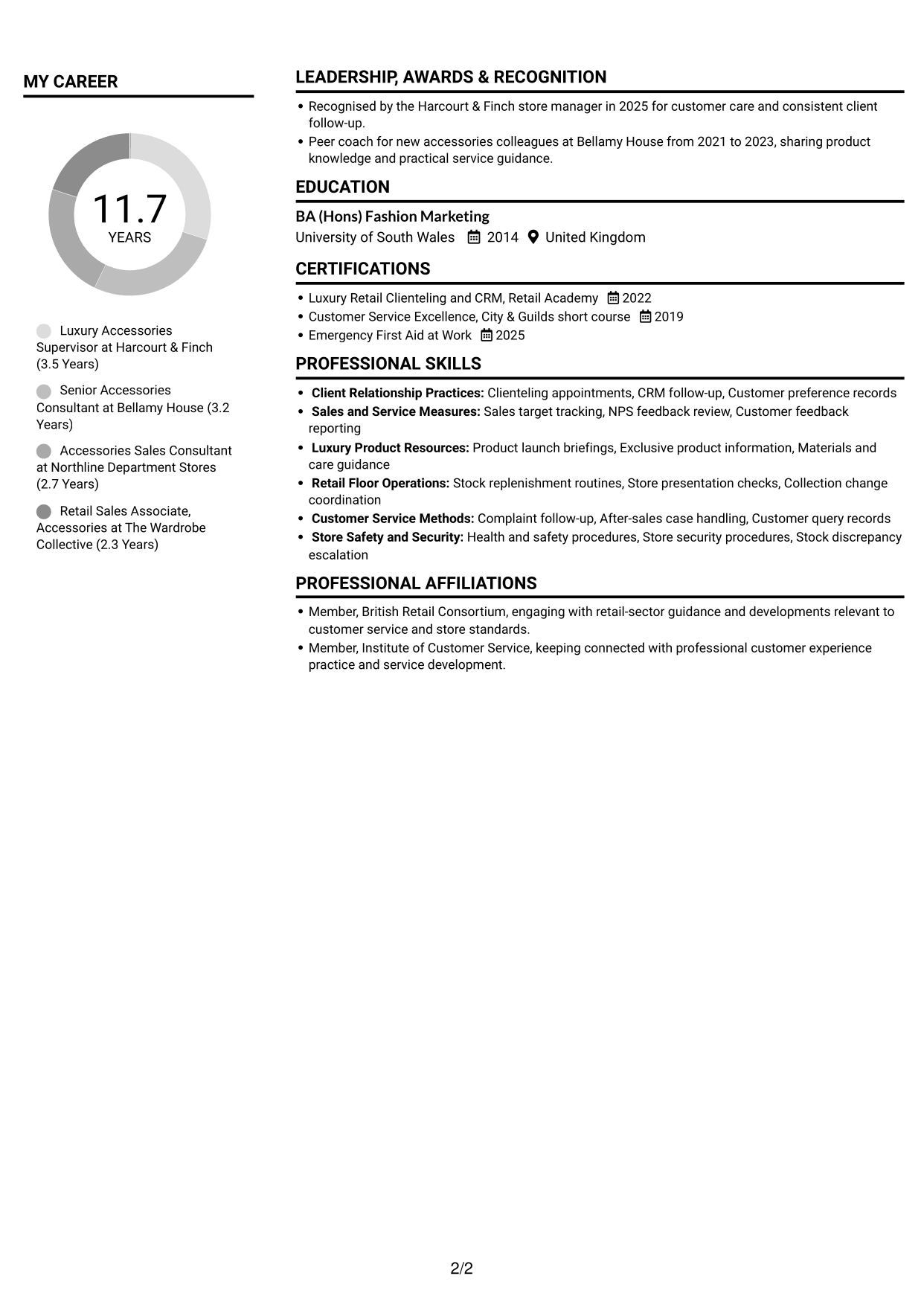 CV example — page 2