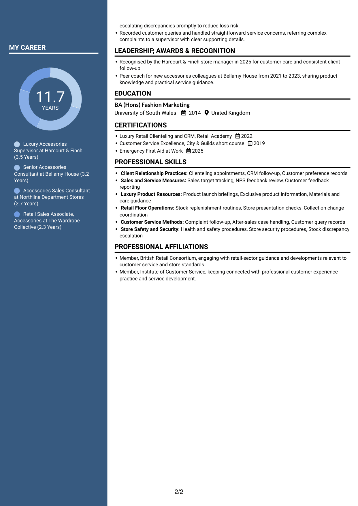 CV example — page 2