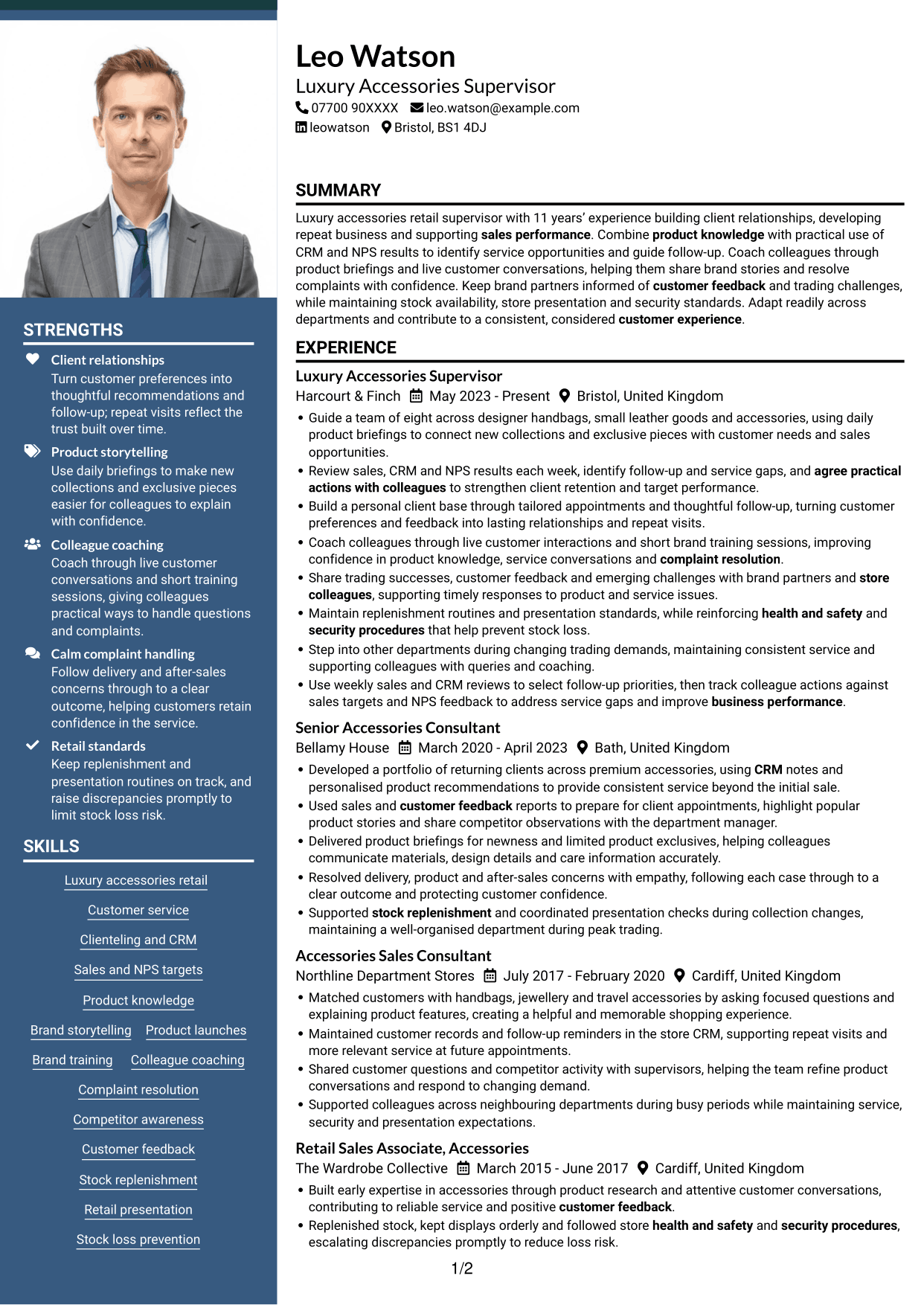 CV example — page 1