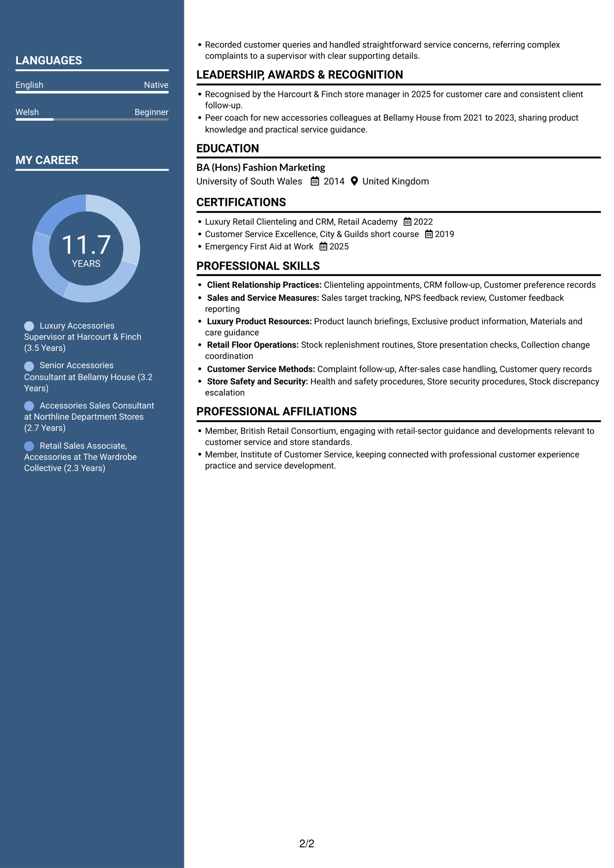 CV example — page 2