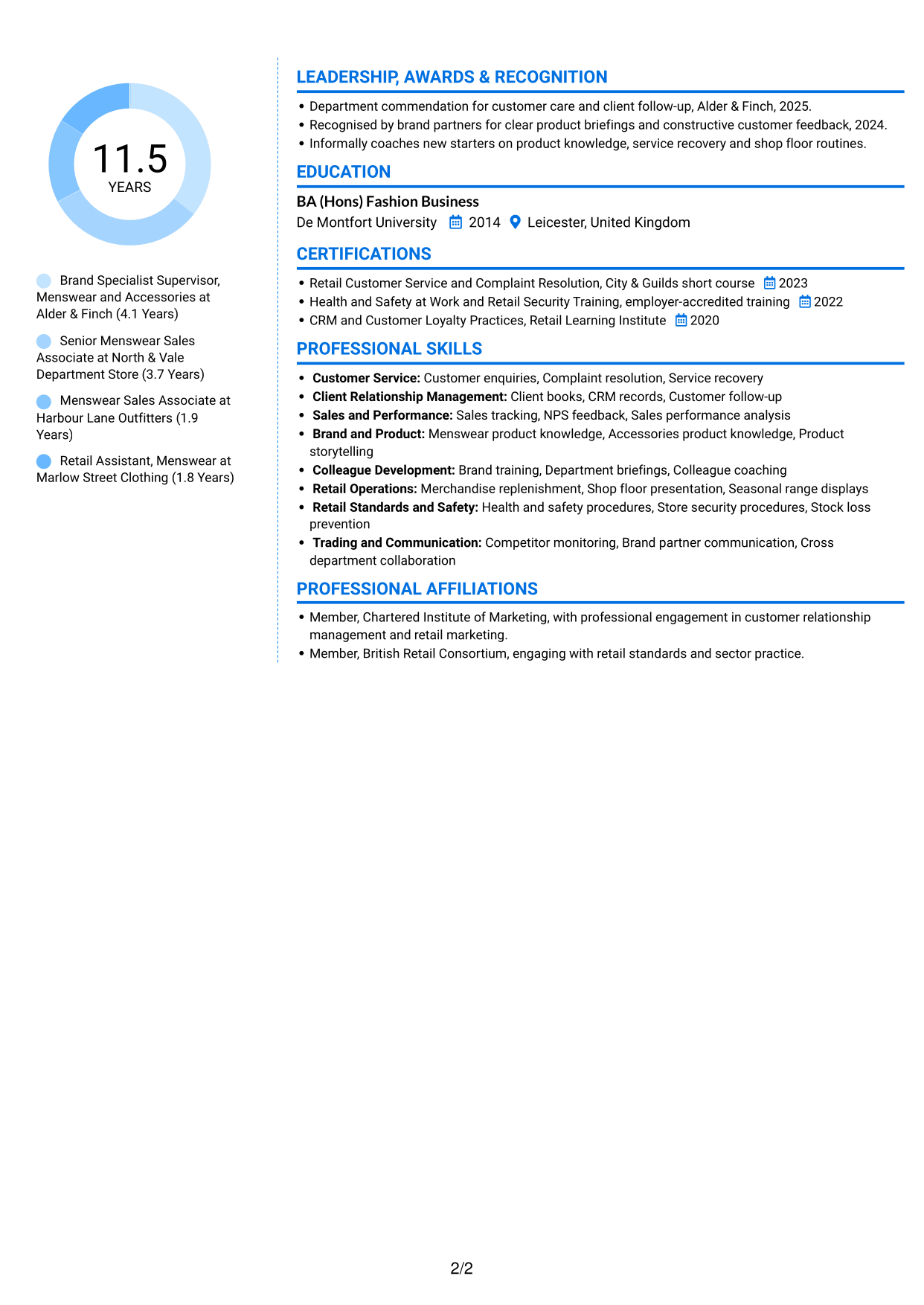 CV example — page 2