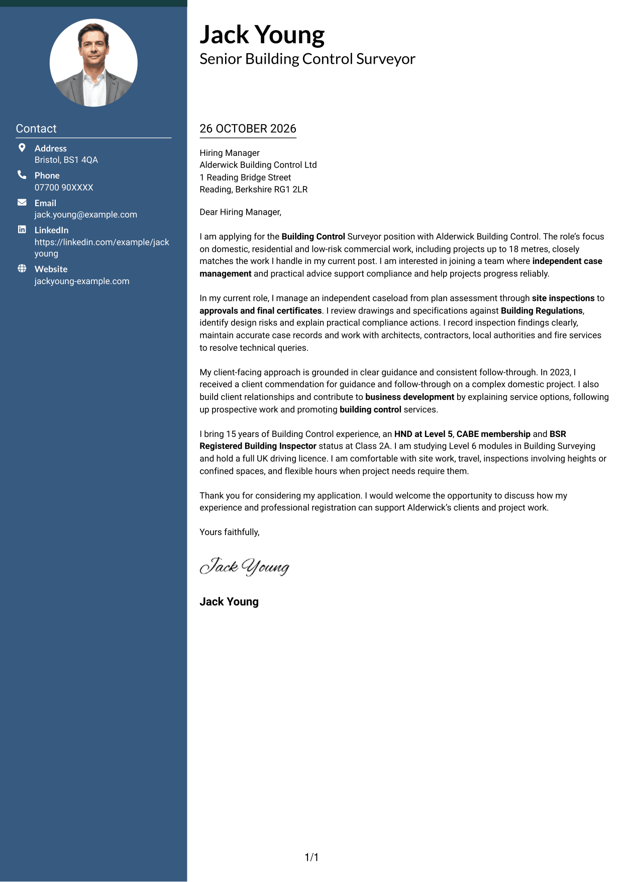 Cover letter example — page 1