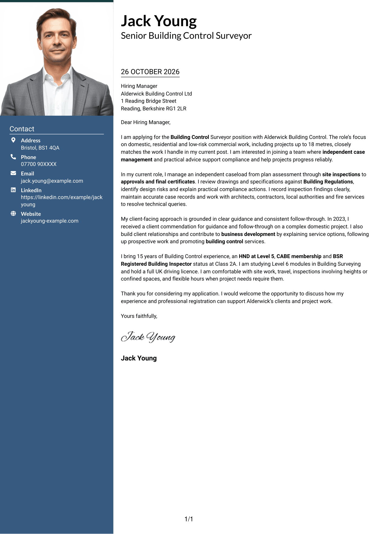Cover letter example — page 1
