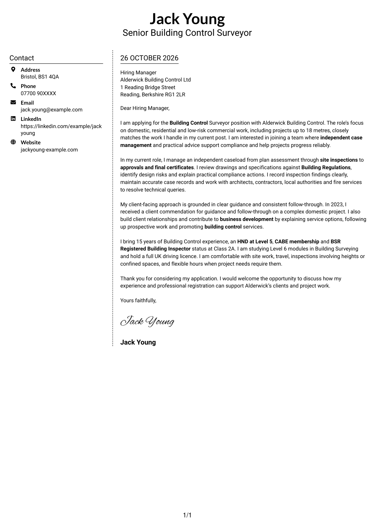 Cover letter example — page 1
