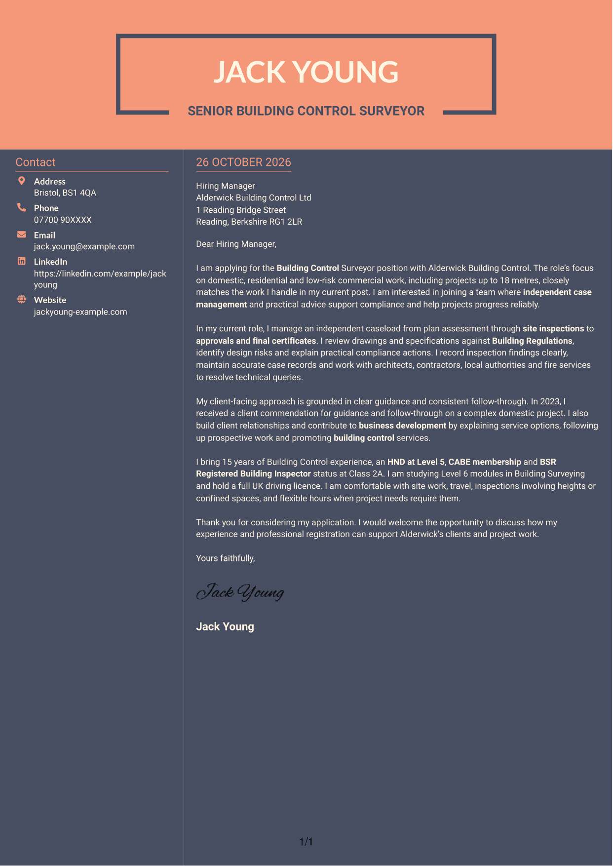 Cover letter example — page 1