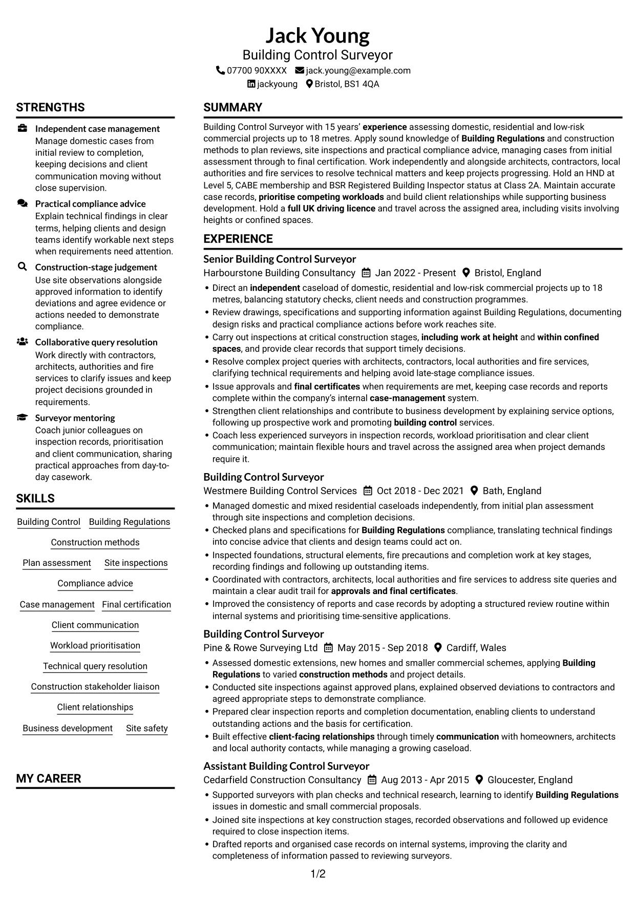CV example — page 1
