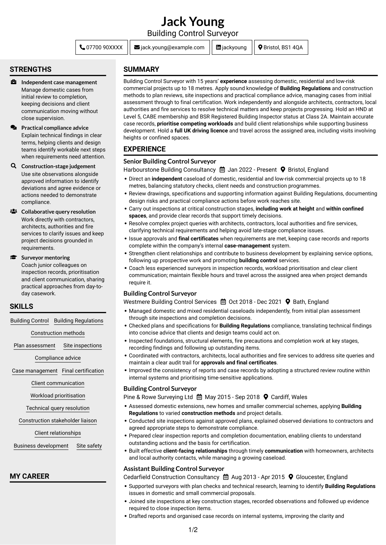 CV example — page 1