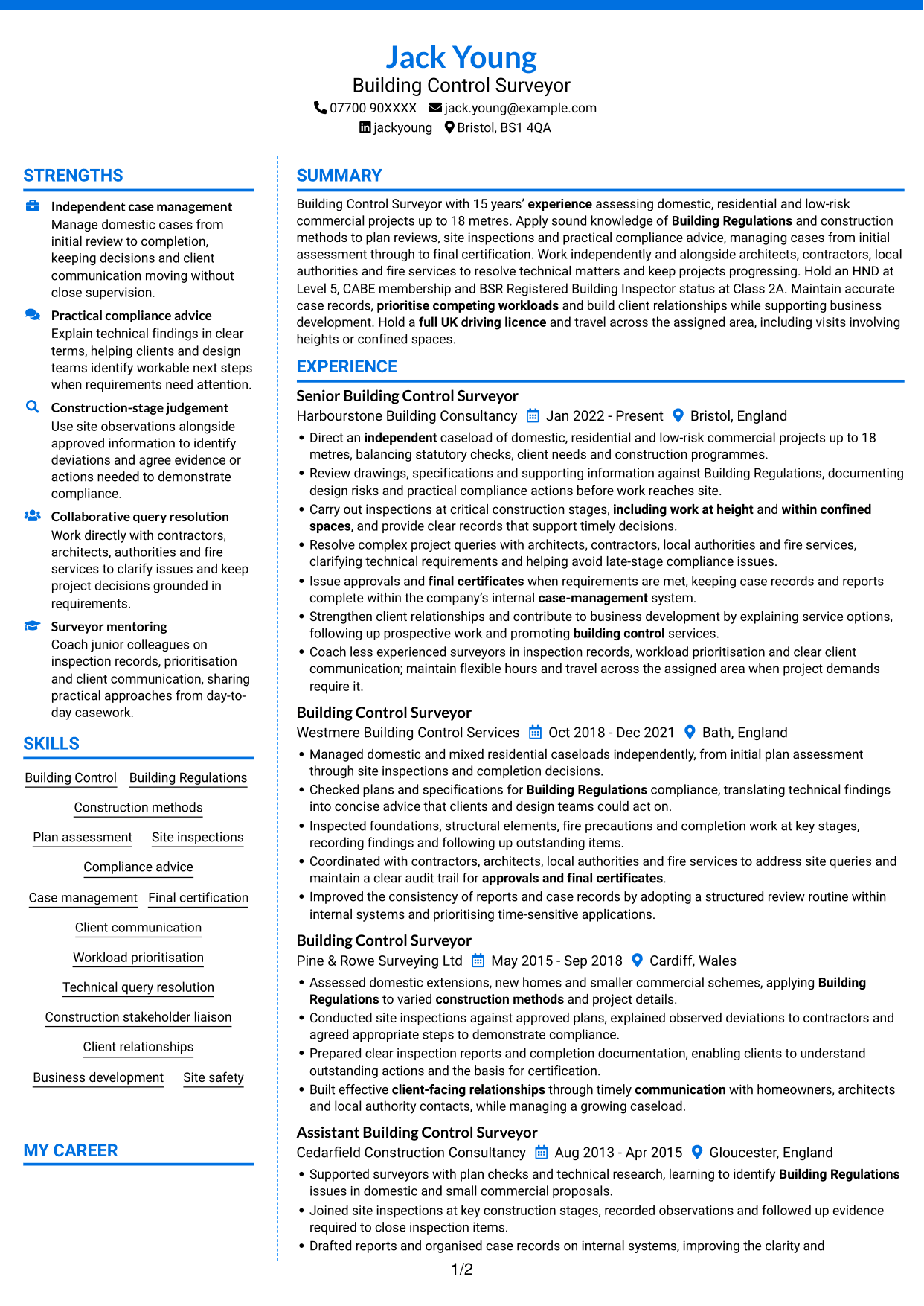 CV example — page 1