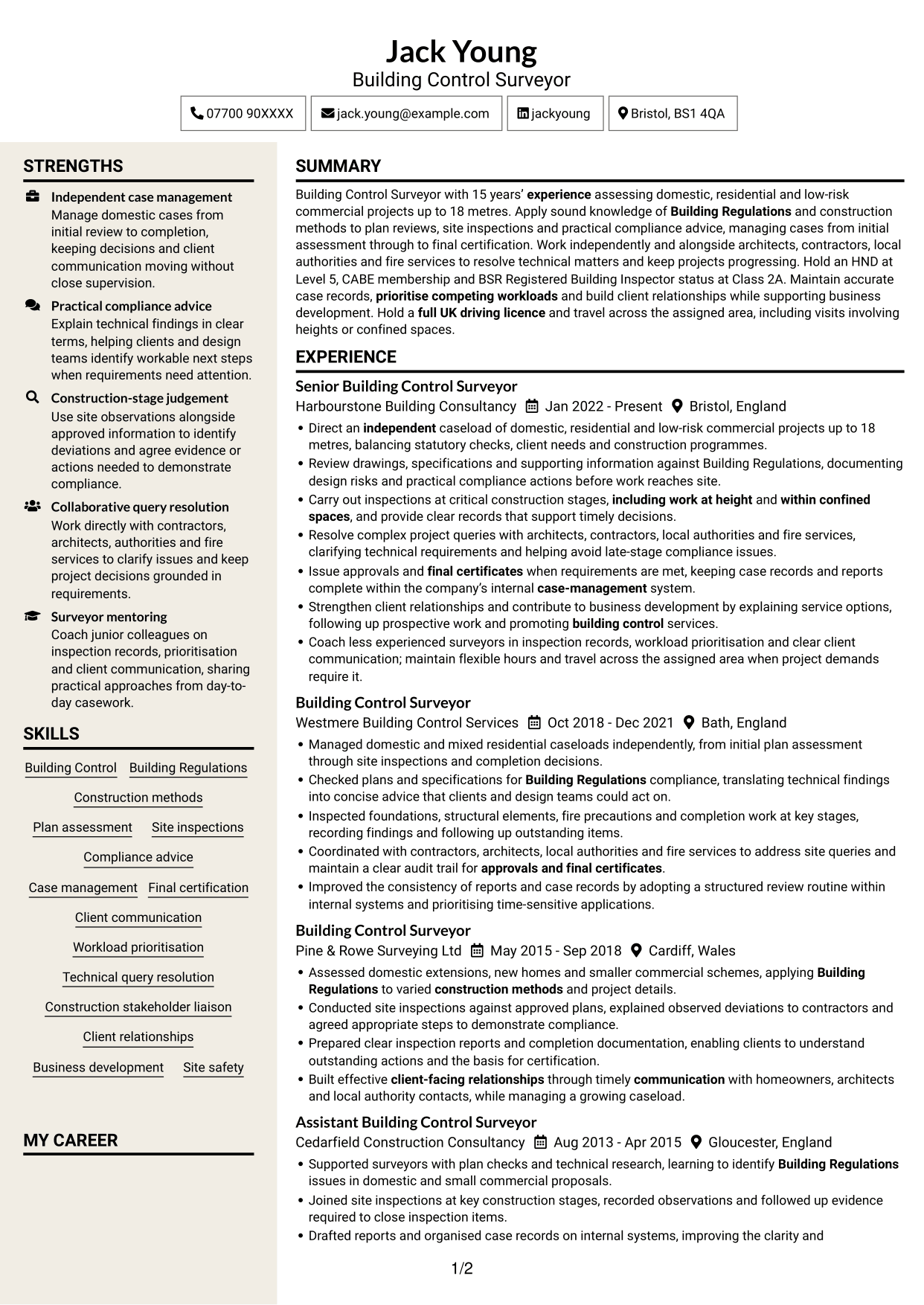 CV example — page 1