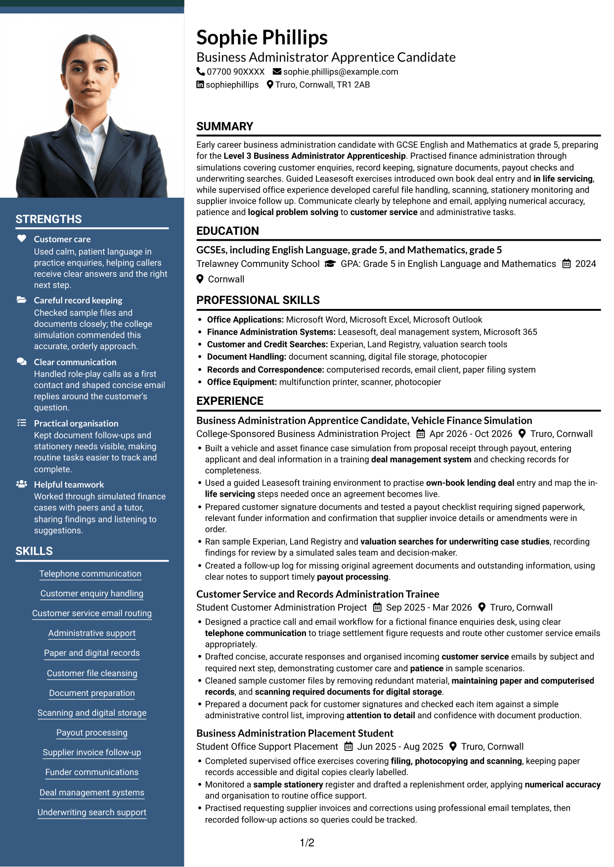CV example — page 1