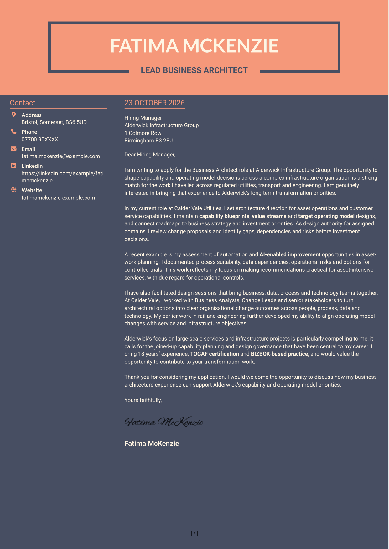 Cover letter example — page 1