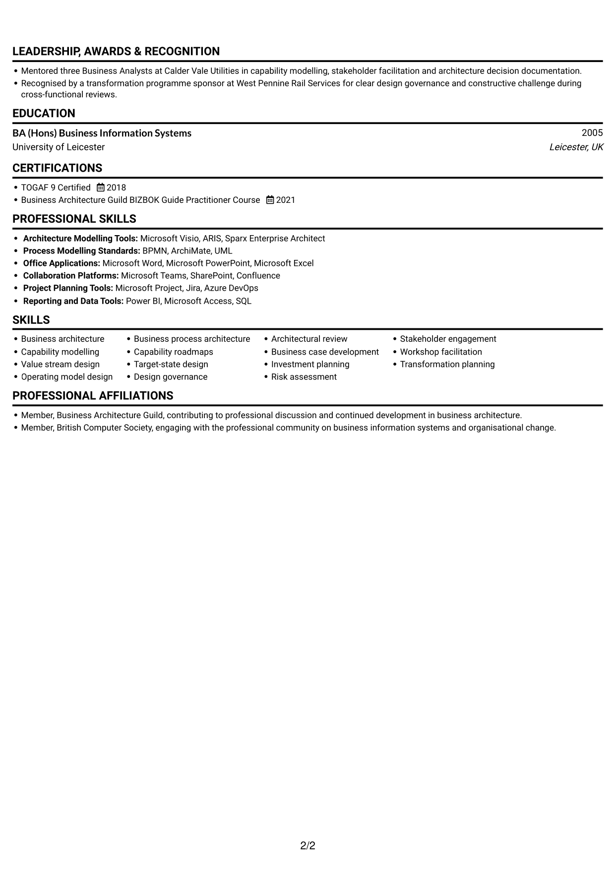 CV example — page 2