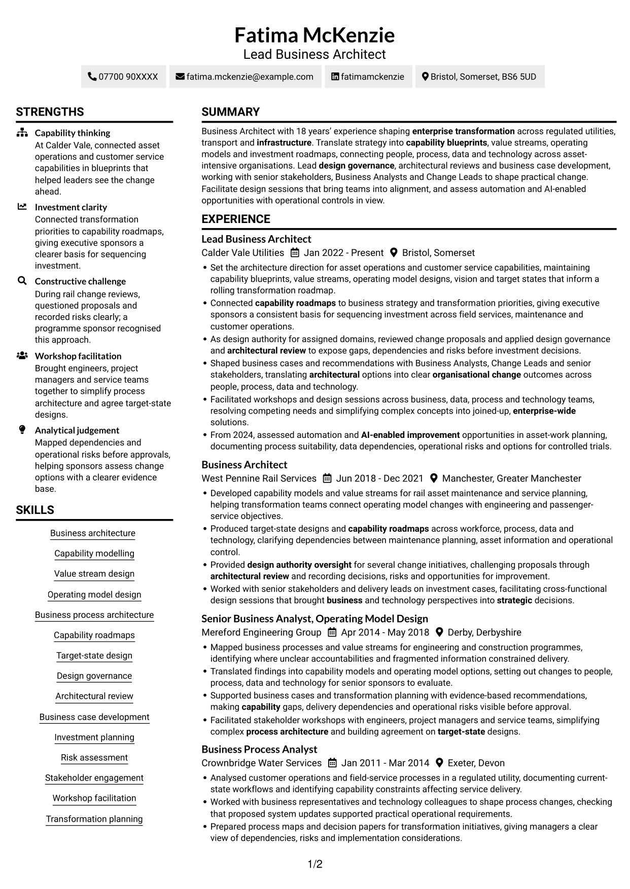 CV example — page 1
