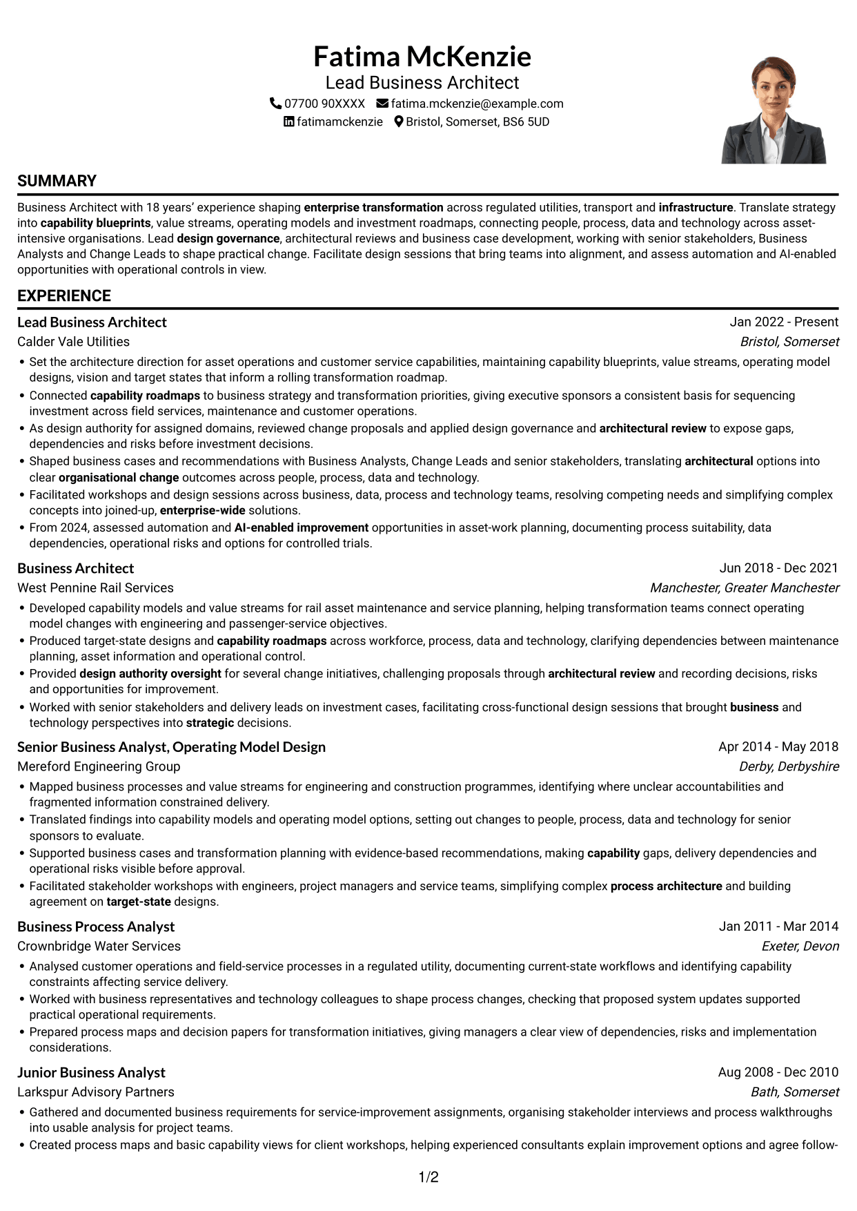 CV example — page 1