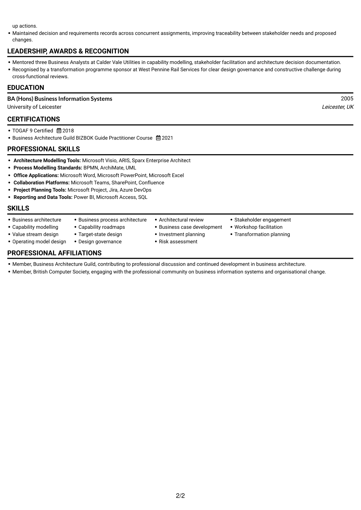 CV example — page 2