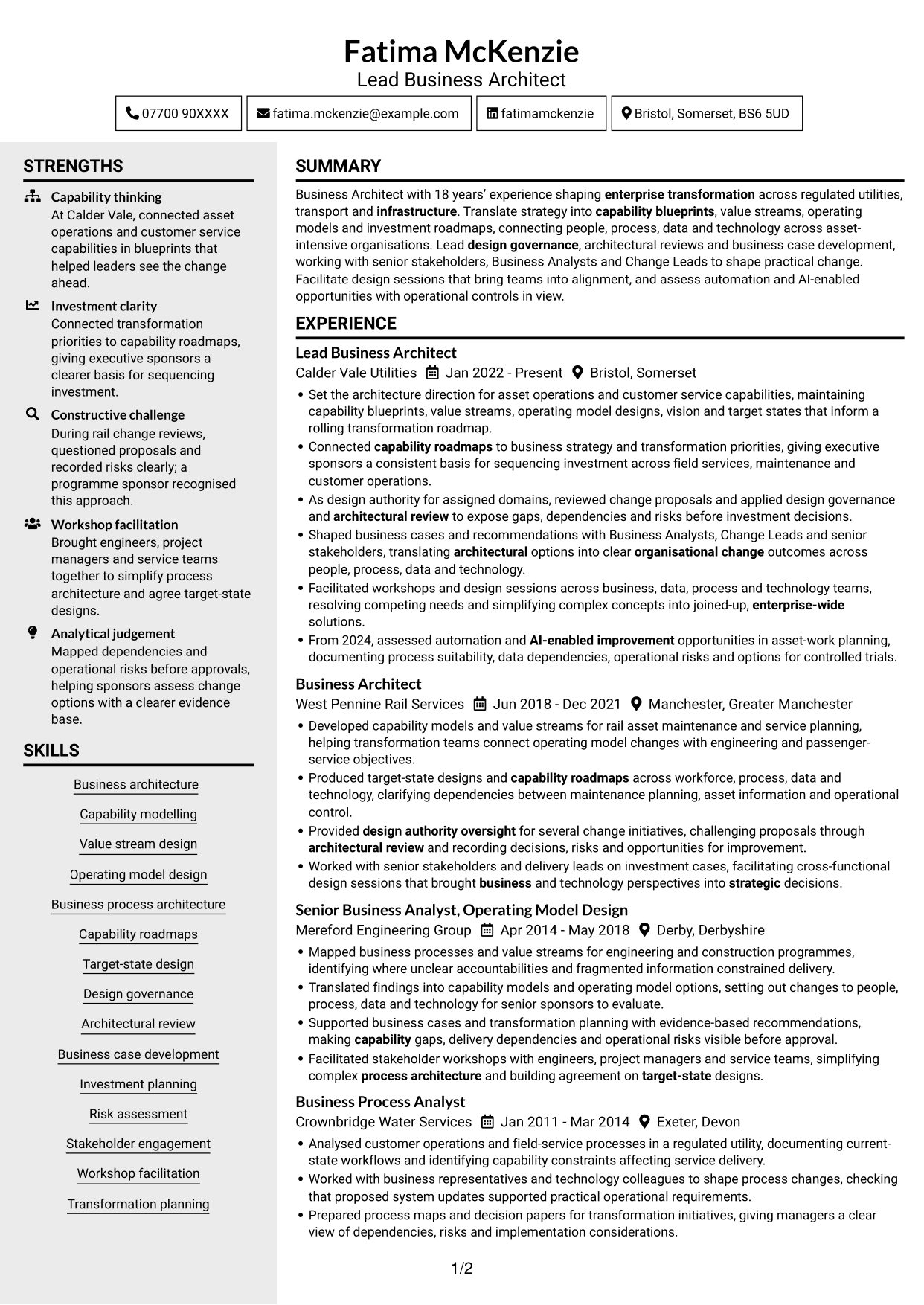 CV example — page 1