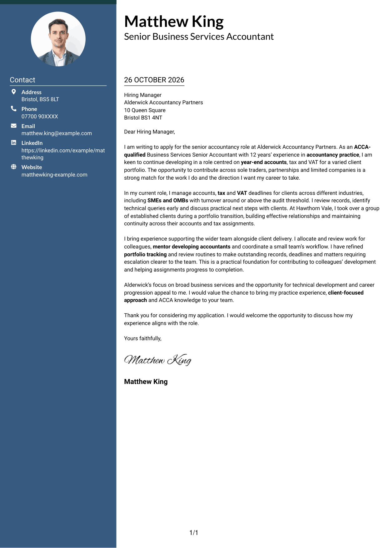 Cover letter example — page 1