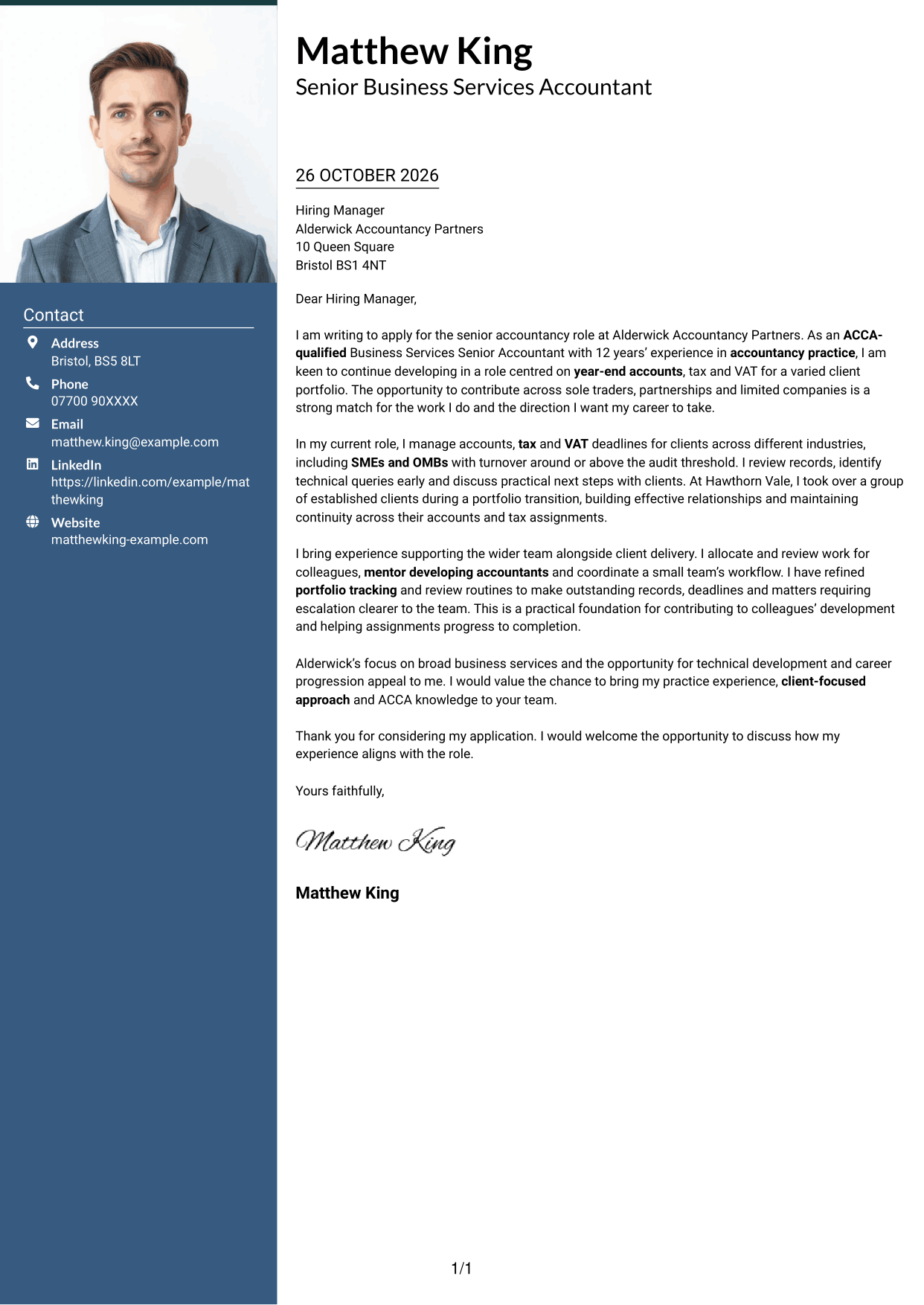 Cover letter example — page 1