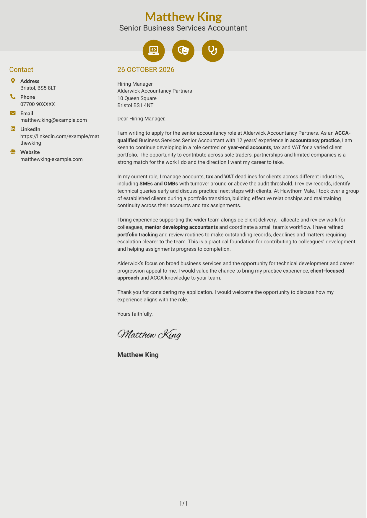 Cover letter example — page 1