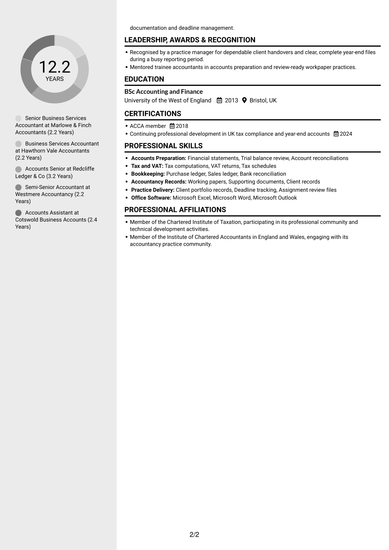 CV example — page 2