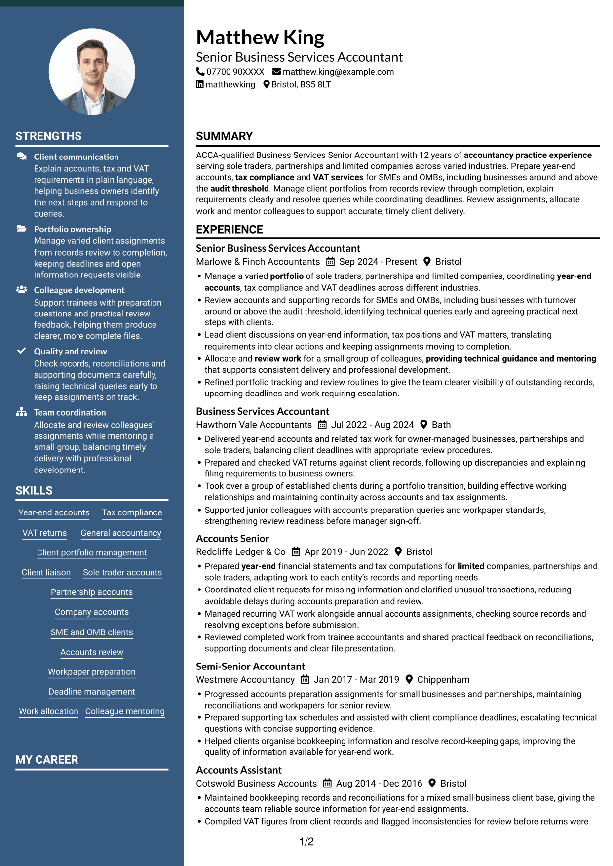 CV example — page 1