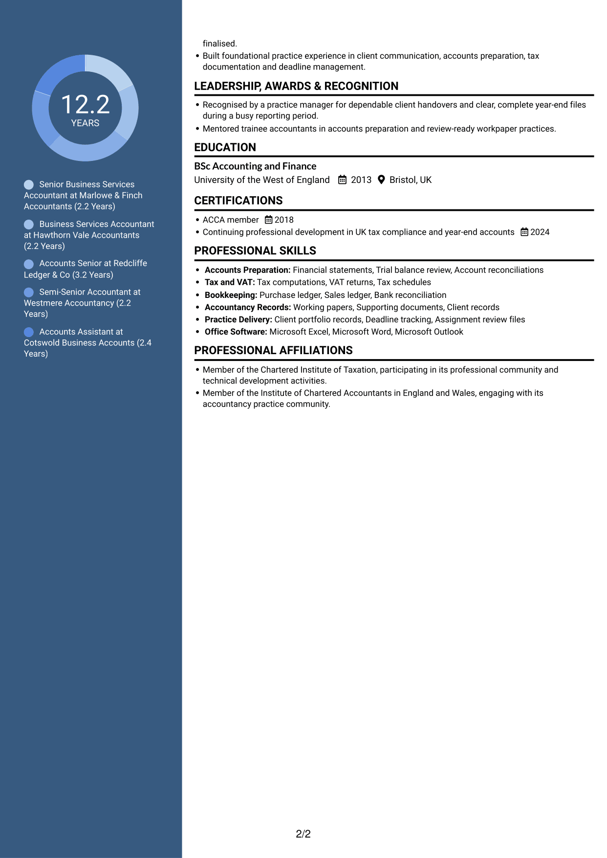 CV example — page 2