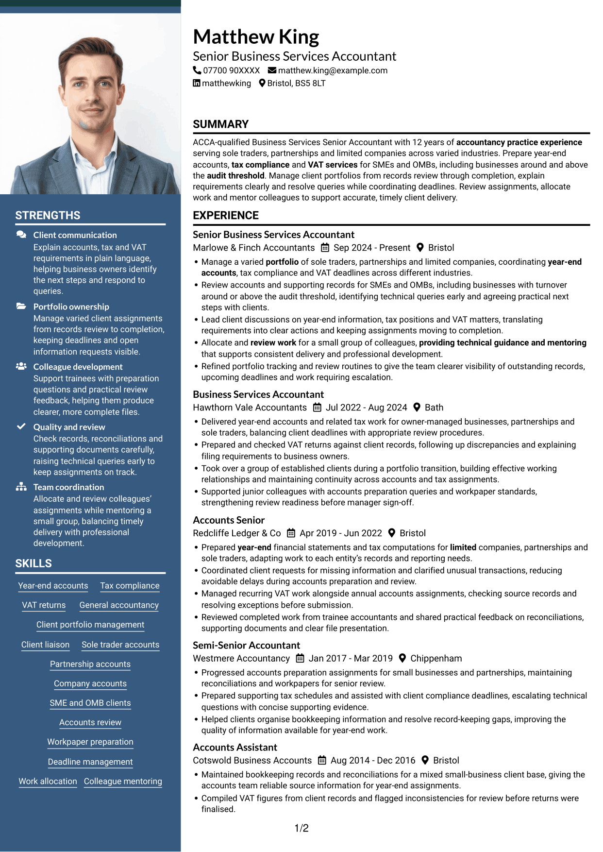 CV example — page 1